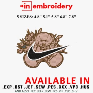 Teddy Bear Nike Roses Streetwear Embroidery Design 5 Sizes Teddy Bear Nike Roses Streetwear Embroidery Design 5 Sizes