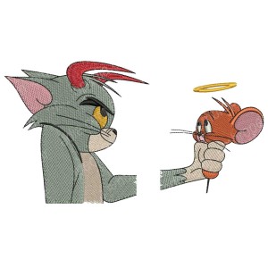 Tom & Jerry Couple 2 Design's Parts Embroidery Design 3 Sizes