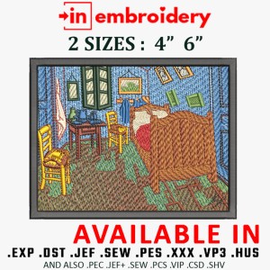 Vincent Van Gogh - The Bedroom Embroidery Design 2 Sizes