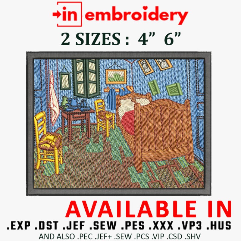 Vincent Van Gogh - The Bedroom Embroidery Design 2 Sizes