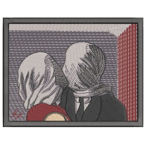 Rene Magritte - The Lovers Embroidery Design 2 Sizes