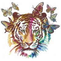 Tiger x Butterflies Embroidery Design 2 Sizes