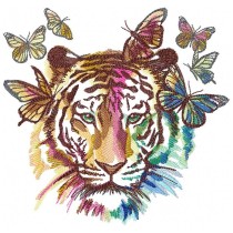 Tiger x Butterflies Embroidery Design 2 Sizes