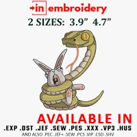 Rabbit and Snake Embroidery Design 2 Sizes