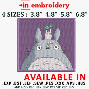 Totoro Frame Embroidery Design 4 Sizes