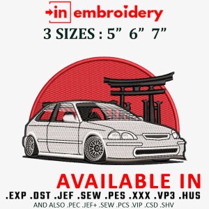 Tokyo Car Embroidery Design 3 Sizes