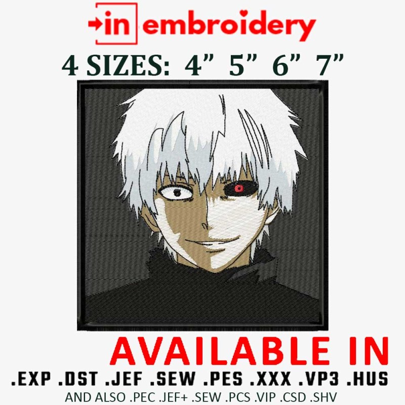 Kaneki TOKYO GHOUL Embroidery Design 4 Sizes