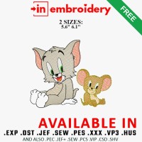 Tom and Jerry Embroidery Design 2 Sizes Free Download