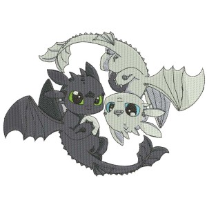 TOOTHLESS yinyang Embroidery Design 4 Sizes