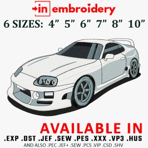 Toyota Supra MK4 4 Embroidery Design 6 Sizes