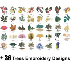 +36 Tree Embroidery Designs Pack