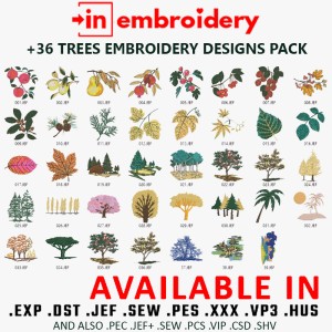 +36 Tree Embroidery Designs Pack