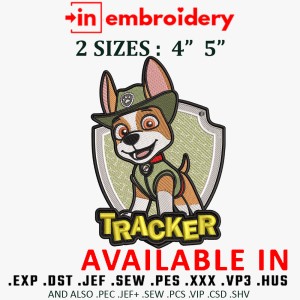 Tracker from Paw Patrol Embroidery Designs 2 Sizes