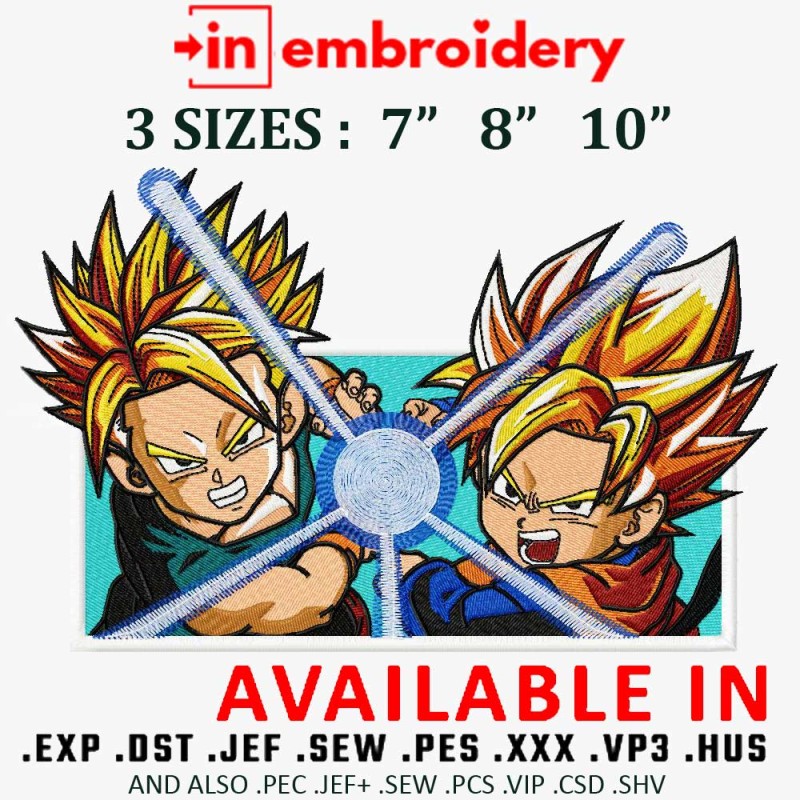 Trunks And Goten Embroidery Design 3 Sizes