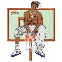2pac bASKET Ball Rapper Embroidery Design 4 Sizes