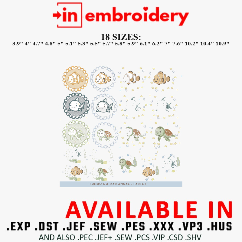 Under the Sea Embroidery Designs 18 Sizes