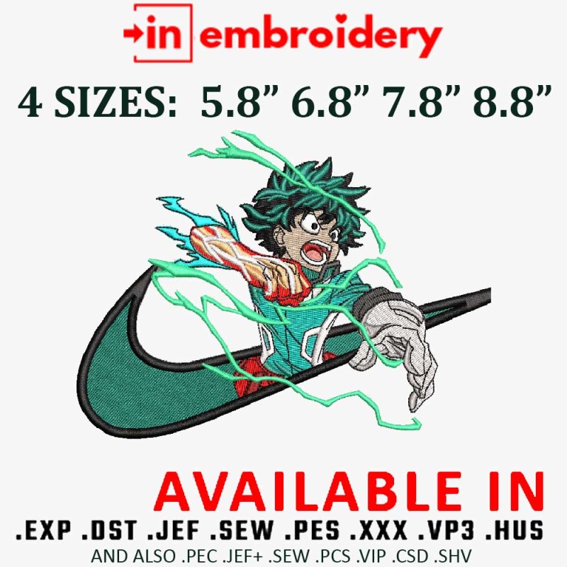 IZUKU MIDORIYA Embroidery Design 4 Sizes