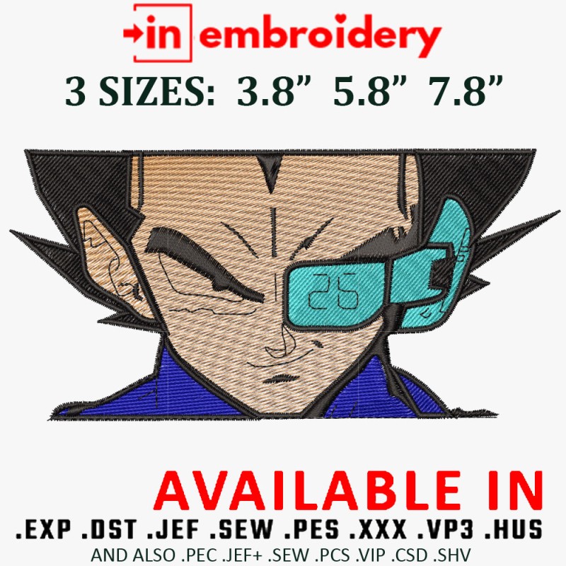 Vegeta Saiyan Sensor Embroidery Design 3 Sizes