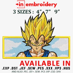 Vegeta Embroidery Design 3 Sizes