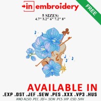Violin Orchid Embroidery Design 5 Sizes Free Download