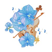 Violin Orchid Embroidery Design 5 Sizes Free Download