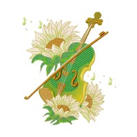 Violin Sunflower Embroidery Design 6 Sizes Free Download