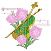 Violin Tulip Embroidery Design 6 Sizes Free Download