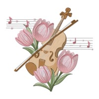 Violin Tulip Embroidery Design 6 Sizes Free Download