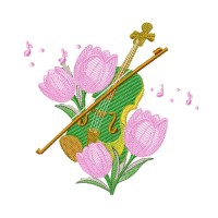 Violin Tulip Embroidery Design 6 Sizes Free Download