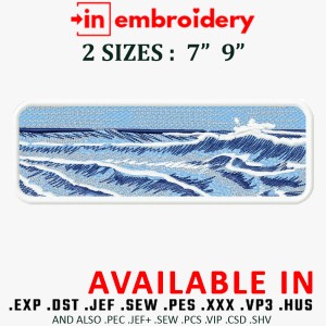 Japanese Ocean Waves Embroidery Design 2 Sizes