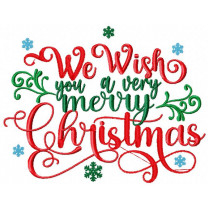 We Wish You a Very Merry Christmas machine Embroidery Design 4 Sizes