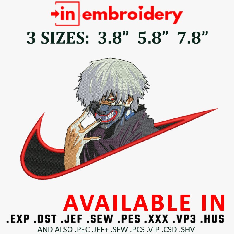 Swoosh x Kaneki Tokyo Ghoul Embroidery Design 3 Sizes