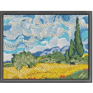 Vincent Van Gogh - Wheat Field with Cypresses Embroidery Design 2 Sizes