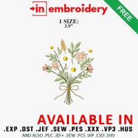 Wildflower Bouquet Embroidery Design Free Download