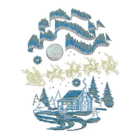 Winter Village with Santa Sleigh Embroidery Design – 1 Size