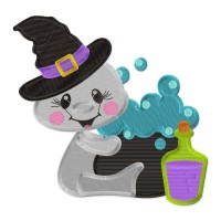Witch Hat Ghost with Potion Embroidery Design – 1 Size