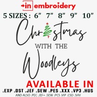 Christmas Woodley Embroidery Design 5 Sizes