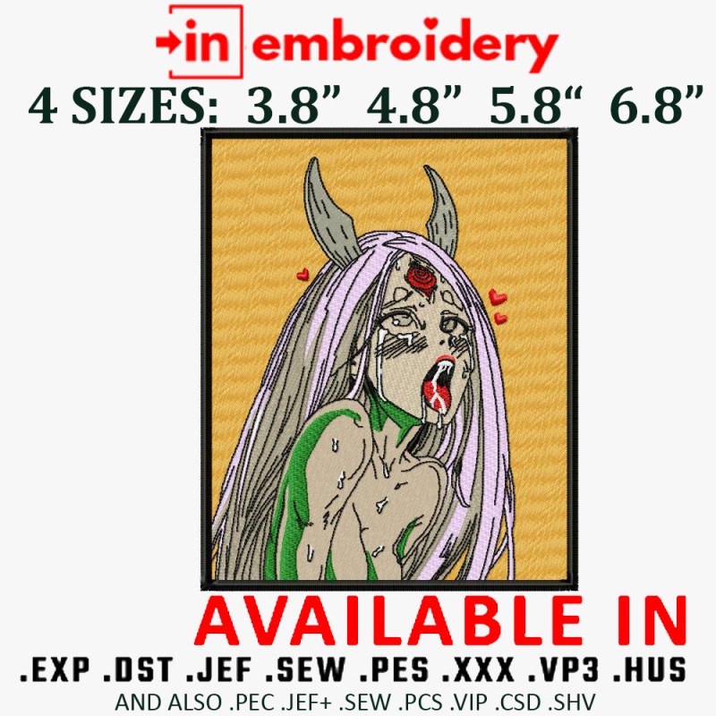 Anime Girl Embroidery Design 4 Sizes