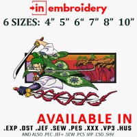 Zoro Sword Attack Embroidery Design 6 Sizes