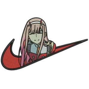 Swoosh Girl ZeroTwo Embroidery Design 4 Sizes