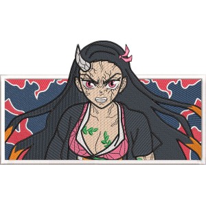 Nezuko Angry Anime Girl Embroidery Design 5 Sizes