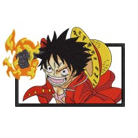 Luffy Fire Punch Hand Embroidery Design 3 Sizes