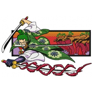 Zoro Sword Attack Embroidery Design 6 Sizes