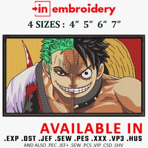 Zoro x Luffy Embroidery Design 4 Sizes