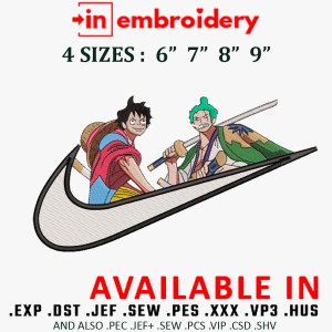 Swoosh x Zoro and Luffy Embroidery Design 4 Sizes