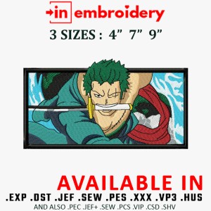 Zoro Boxed Embroidery Design 3 Sizes