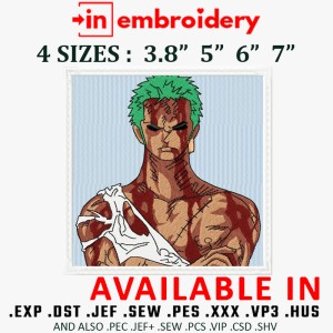 Zoro Calm Yoga Embroidery Design 4 Sizes Zoro Calm Yoga Embroidery Design 4 Sizes