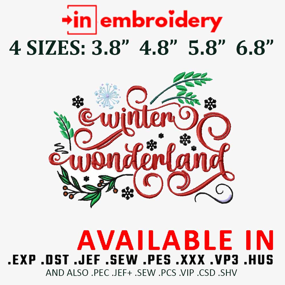 Winter Wonderland Christmas machine Embroidery Design 4 Sizes