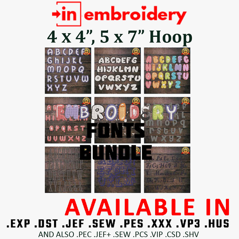 Fonts Embroidery Designs Pack