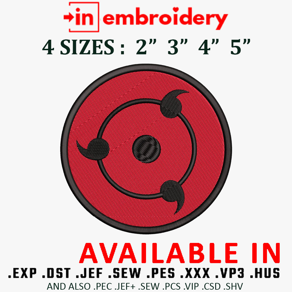 Sharingan Logo Embroidery Design 4 Sizes
